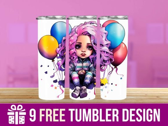 3D Cute Girl with Balloons Tumbler Wraps: An Embroidery Designer’s Review