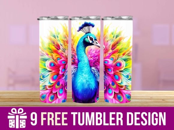 3D Peacock Watercolor Wrap for Crafts Graphics