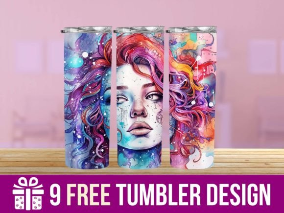 3D Watercolor Splash Tumbler Designs for Crafts