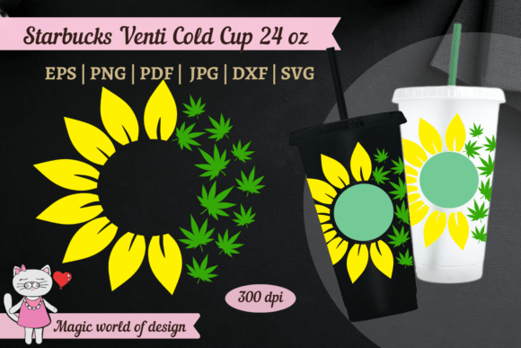 Cannabis & Half Sunflower Graphics for Tumbler Wraps