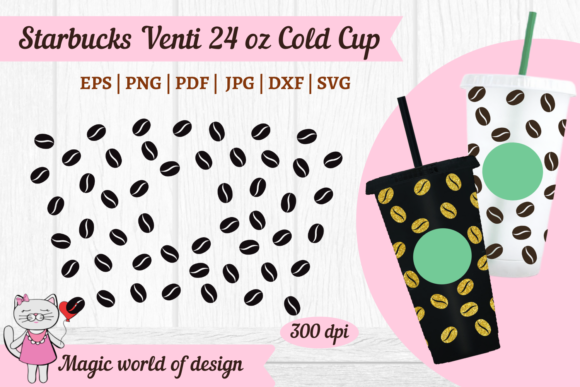 Coffee Bean Svg Wrap Venti Cold Cup 24 O: Tumbler Wraps Graphics