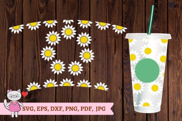 Daisy Starbucks Cup Svg: Graphics for Tumbler Wraps