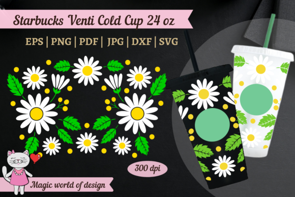 Daisy Svg Wrap: Tumbler Graphics for 24 Oz Cups