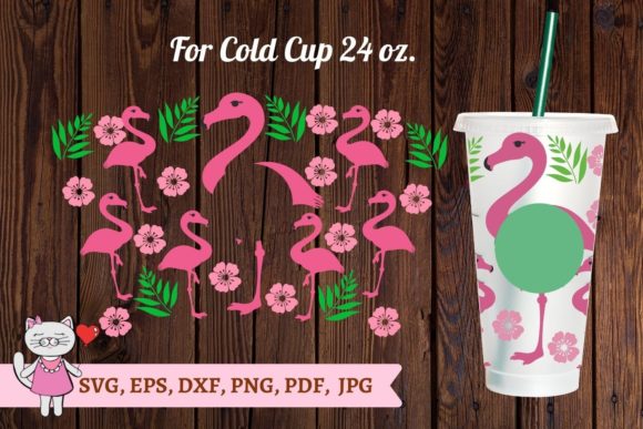 Floral Flamingo Starbucks Cup Graphics for Tumbler Wraps