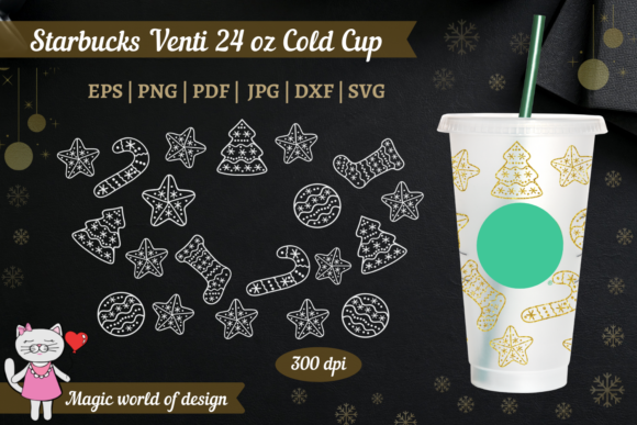 Gingerbread for Starbucks Cup SVG: Graphics & Tumbler Wraps