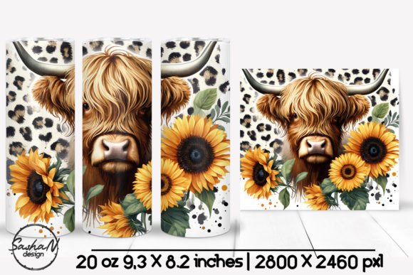 Highland Cow Sunflowers Tumbler Graphics for Crafts