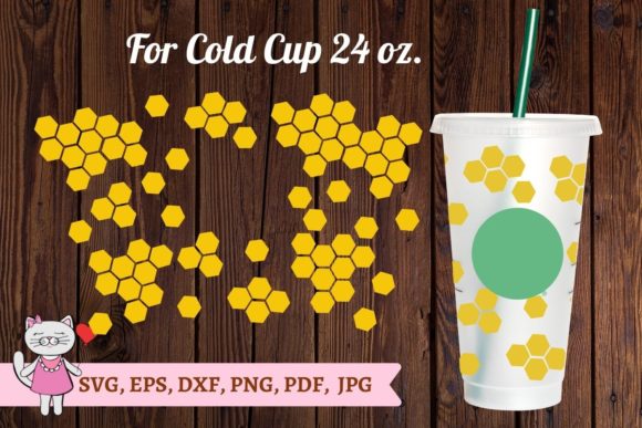 Honeycomb Bee SVG for Starbucks Cup Graphics & Tumbler Wraps