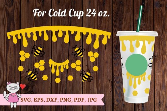 Honeycomb Drips Bee SVG Graphics for Tumbler Wraps