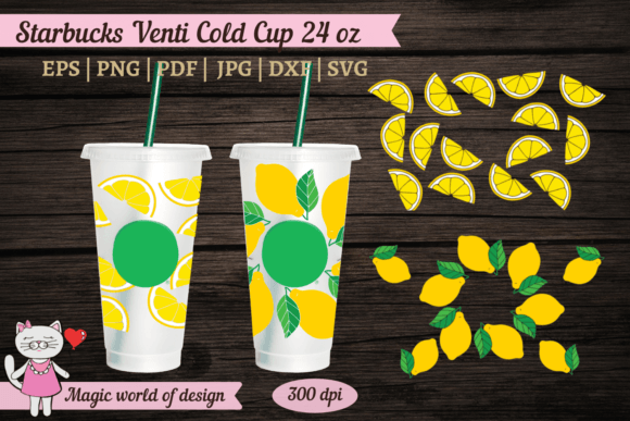 Lemon Tumbler Venti Cold Cup Graphics for Tumbler Wraps