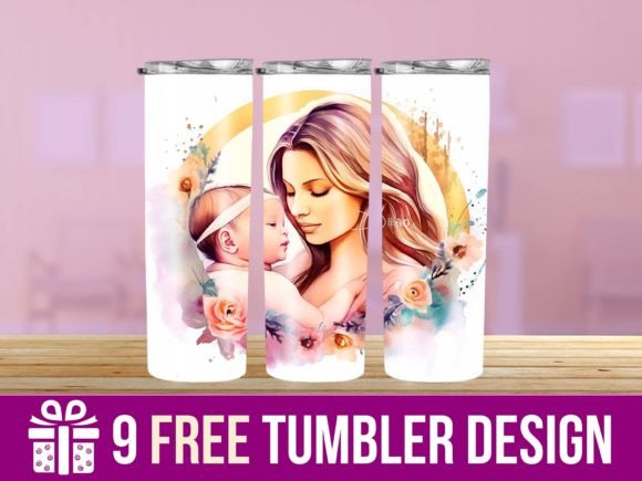 Mom and Baby Tumbler Wraps in Crafts and Graphics
