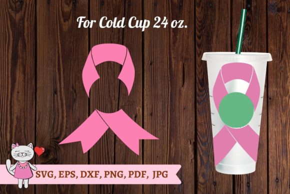 Pink Ribbon Starbucks Cup SVG: Graphics for Tumbler Wraps