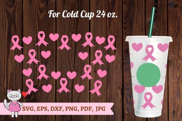 Pink Ribbon Starbucks Cup SVG: Graphics & Tumbler Wraps
