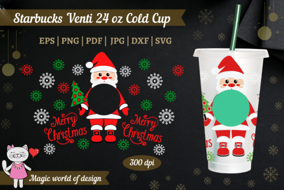 Santa Claus Starbucks Venti Cold Cup 24: Graphics & Tumbler Wraps