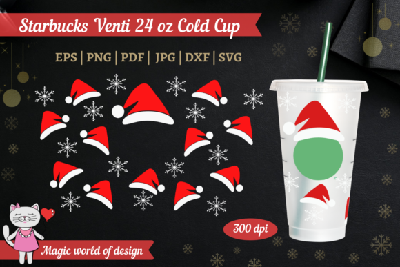 Santa Hat for Cold Cup 24 Oz: Graphics & Tumbler Wraps
