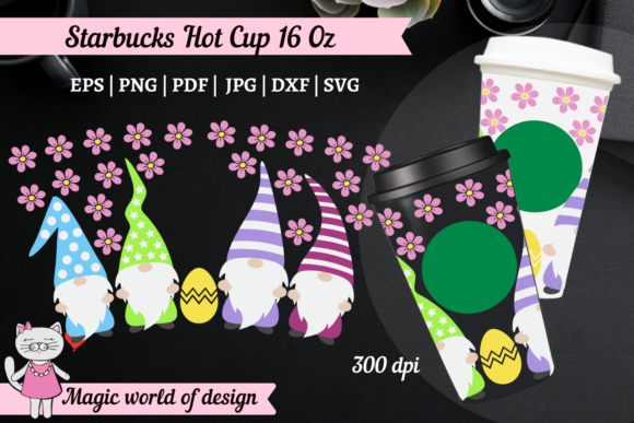 Spring Gnomes Flowers Hot Cup Graphics & Tumbler Wraps