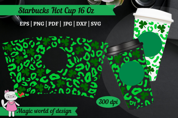 St Patrick Day Leopard Hot Cup 16 Oz Graphics & Tumbler Wraps