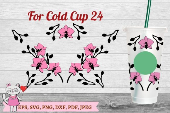 Starbucks Orchid Cold Cup 24 Svg: Tumbler Wrap Graphics