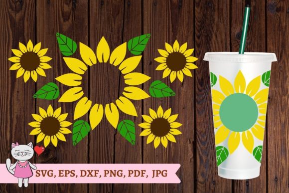 Sunflower Starbucks Cold Cup 24: Graphics & Tumbler Wraps
