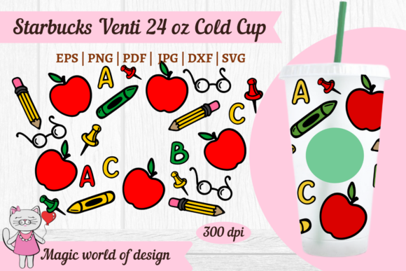 Teacher Pencil SVG & Apple Cup Graphics for Tumbler Wraps