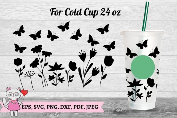 Wild Floral Cold Cup 24oz Graphics for Tumbler Wraps