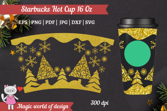 Winter Christmas Starbucks Hot Cup 16 Oz: Graphics & Tumbler Wraps